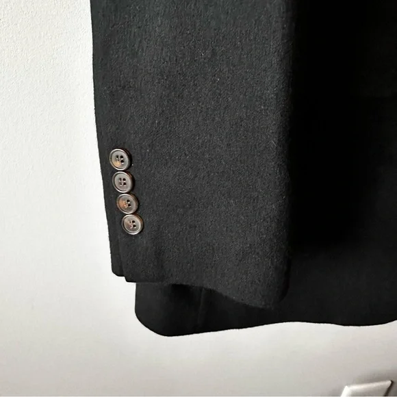 Bill Blass Blazer Men's 44L Black Single Breasted 3 Button 100% Cashmere